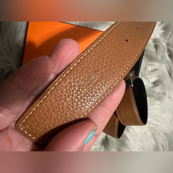 Hermes H Belt reversible black brown leather